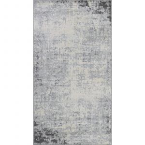 SURYA Tapis de Salon à Poils Courts et Doux Abstrait Moderne Blanc et Anthracite 80 x 150 cm
