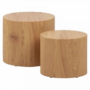 Aeryn - lot de 2 tables basses - chêne naturel - 48 et 40 cm - Bois