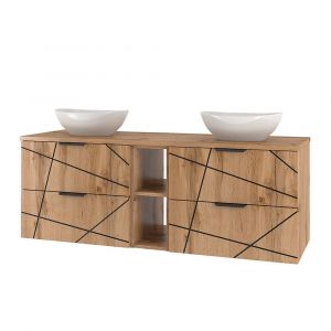 Meuble double vasque 140cm 2 niches Teren Bois