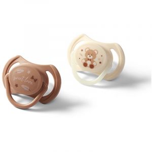 BabyOno Take Care Symmetrical Silicone Soothers sut Day & Night 0-6m 2 stk.