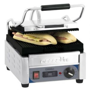 Image de Casselin Grill Panini Petit Premium Rainurée - Rainurée avec minuteur CGPRRPPT