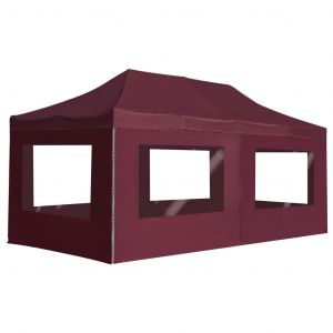 VidaXL Tente de r&eacute;ception pliable avec parois Aluminium 6x3 m Bordeaux
