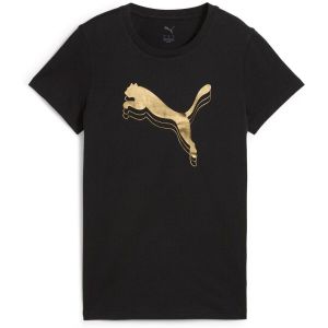 Puma ESS Metallic Tee, T-Shirts Mixte Black-Metallic Gold,