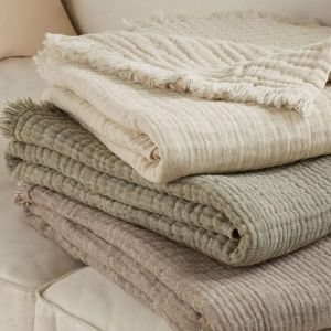 Linnea Plaid gaze de coton et laine estrela