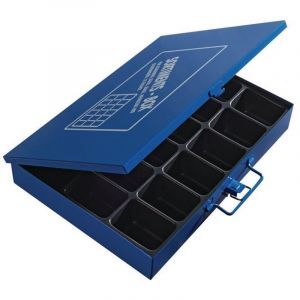 Mallette de rangement l.330xP240xH50 mm 18 comp. sans porte-&eacute;tiquette bleu