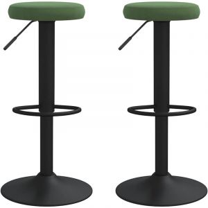 VidaXL Tabourets de bar 2 pcs Vert fonc&eacute; Velours. Produit Neuf ! Garantie 0 ans !