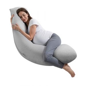 VEVOR Coussin de Grossesse, Forme L, Oreiller de Maternité pour Femmes Enceintes, Oreiller Soutien Ergonomique Doux Respirant avec Housse Lavable, pour Dormir Côté, Soutien Tête, Cou, Ventre, Jambes