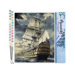 Figured'Art Peinture par Num&eacute;ro Adulte Galion Oc&eacute;an - Activit&eacute; Manuelle Kit de Loisir Cr&eacute;atif DIY Num&eacute;ro d'art Complet - 40x50cm sans ch&acirc;ssis en Bois