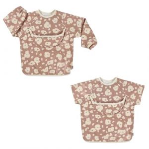 Beaba Bavoir recuperateur bébé, Bavoir maternelle, Imperméable, Manches longues détachables, Poche de récupération, Facile à nettoyer, Evolutif, Savannah bloom