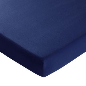 Drap housse uni FLANELLE - bleu encre