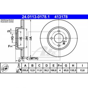 ATE Jeu de 2 disques de frein 24.0113-0178.1