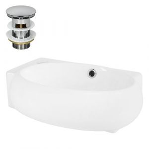 ML-Design lavabo en céramique blanc, 43x28x15 cm, ovale, petit, trou pour robinetterie à