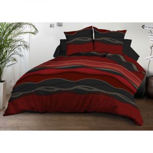 Housse de couette 240x260 + 2 taies - Microfibre - Baltic rouge