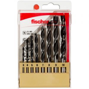 Fischer COFFRET PLASTIQUE Mèches bois QUEUE LISSE 8 PIECES FIS536609