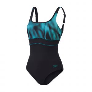 Speedo Maillot de bain Femme effet galbant ContourEclipse imprimé noir/bleu