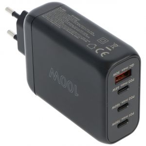 Image de Goobay 65555 Multiport Power Delivery Chargeur USB C 100 W / Bloc d'alimentation compact ultra rapide pour 4 appareils / Port USB Quick Charge / Noir