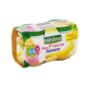 BLEDINA Petits Pots Bébé - Dès 4/6 mois - Pommes Bananes 4 pots de