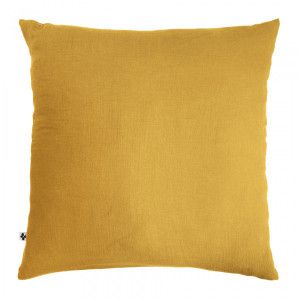 Taie d'oreiller carrée gaze de coton Gaïa Jaune safran