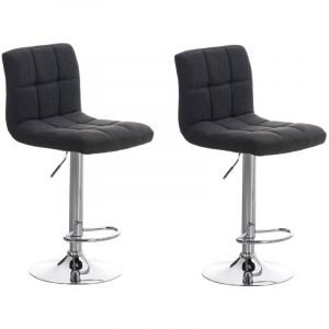 CLP Lot de 2 Tabourets de Bar Peru en Tissu avec Siège rembourré Repose-pieds et Pied Métal, Gris foncé