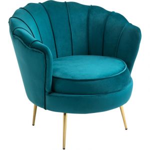 MH Fauteuil coquillage en velours sandra bleu canard