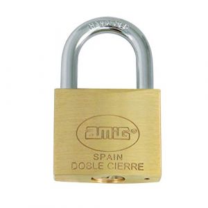 Amig - Cadenas de s&eacute;curit&eacute; | Comprend 2 cl&eacute;s | Laiton et arc en acier trait&eacute; | Pour casiers et portes de gym, ateliers, garages | Double fermeture | Largeur : 30 mm