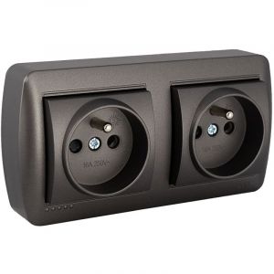 Solera - Double prise française 2P+T 16A 250 V - en saillie noir graphite