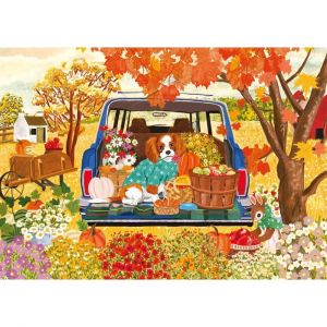 Puzzle 1000 pièces : Chien dans la voiture