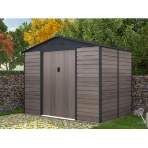 Abri de jardin en acier galvanisé effet bois ADELMO gris 5,40 m²