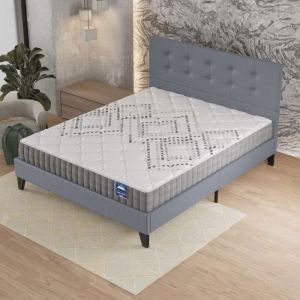 Ensemble 160x200cm-Matelas ressorts ensachés + Lit avec Tête de lit et sommier à lattes, Matelas 20cm d’épaisseur
