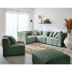 Nova - module d'assise droit - en velours - Bleu