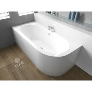 Badland - Baignoire Bain d'angle 180x80 Gauche avec tablier en acrylique, Siphon de bain et pieds (support) - Set 4en1 - Fabriqué en ue avita