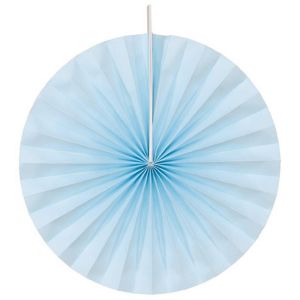 Ruedelafete Lot de 4 grands &eacute;ventails papier 40cm, Bleu pastel
