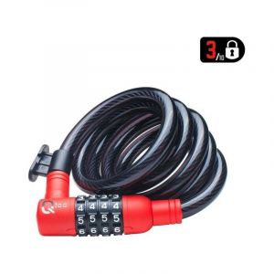 Image de Antivol câble à spirale Ø12 à code Qloc 1500mm avec support - noir