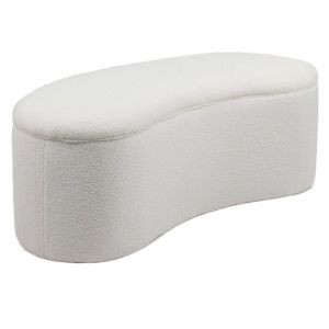 Cotecosy Banquette-coffre courbée Beanie Tissu bouclette Blanc