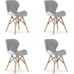 Chaise LAGO en éco-cuir - gris et blanc x 4