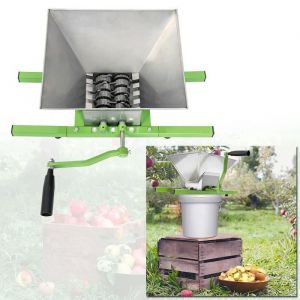 Broyeur à Fruits 7L- Moulin à Fruits Broyeur à Fruits Manuel avec manivelle en Acier Inoxydable pour Moulin à Baies de Pomme, Vert