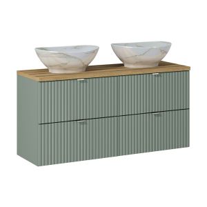 Meuble double vasque 120cm 4 tiroirs Jade Vert et Bois