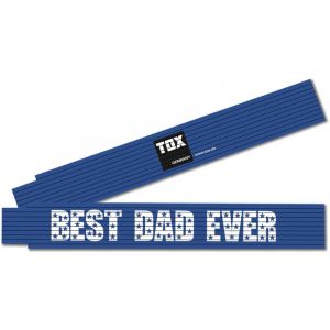 Tox Mètre pliant 2m en bleu - Mètre pliant avec impression Best Dad Ever - Mètre pliant en bois de hêtre avec fonction de mesure d'angle et chiffres décimaux colorés - 09969004/T - 1 pièce