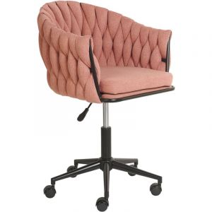 Beliani Chaise de Bureau en Tissu Mobilier de Bureau Pivotant Rose MILAN