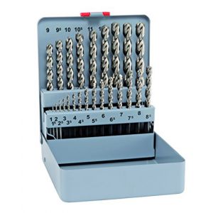 Alpen 100625100 Set de foret hélicoïdal DIN338 Forte 1-13 mm, Argent 25 pièces