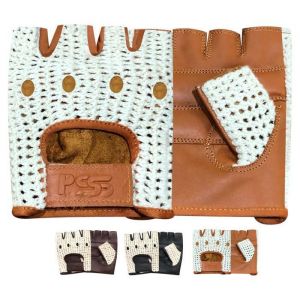 PSS Mitaines Gants Conduite Vélo Cyclisme VTT Fitness Musculation Gants sans Demi Doigts Cuir Filet Maille Été Toute Saison Camel