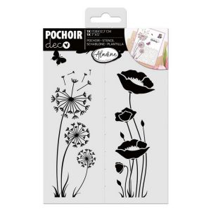 Aladine Pochoir Fleurs Pissenlit & Cquelicot 13 x 18 cm - Pochoir pour D&eacute;coration Toutes Surfaces - Pochoir Feutres, Peinture, Airbrush - Dessin - 81263