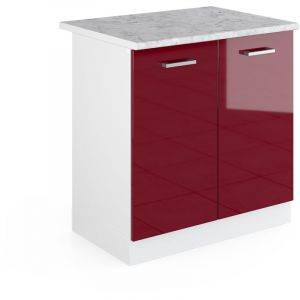 Meuble sous évier "R-Line" 80cm Bordeaux brillant/Blanc Vicco
