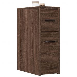 VidaXL Armoire de salle de bain &eacute;troite avec roulettes ch&ecirc;ne marron
