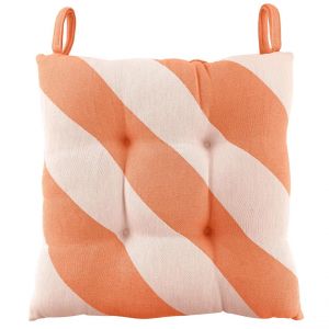 Galette de chaise BIARRITZ carrée 40 x 40cm à rayures orange