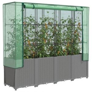 Image de VidaXL Jardinière surélevée avec housse aspect rotin 160x40x153 cm