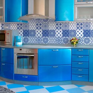 Sticker Mural Carrelage adhésif Cuisine Salle de Bain - 9 Stickers CARRELAGES AZULEJOS Bleu SANTORIN - 9stickers10x10cm