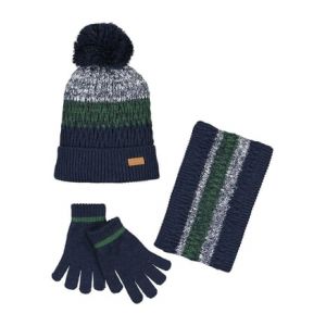 Ensemble bonnet à pompon + snood + gants