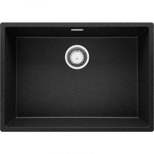 Evier Cuisine en Granit 66x47 cm Lavabo 1 bac + Siphon Classique, Évier sous plan de Primagran Graphite - black#white