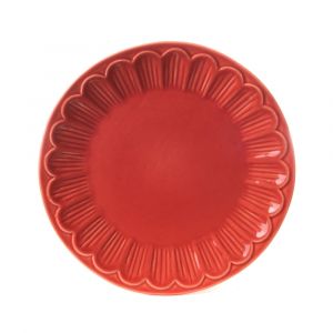 Amadeus Lot de 6 assiettes à dessert corail rouge en faïence